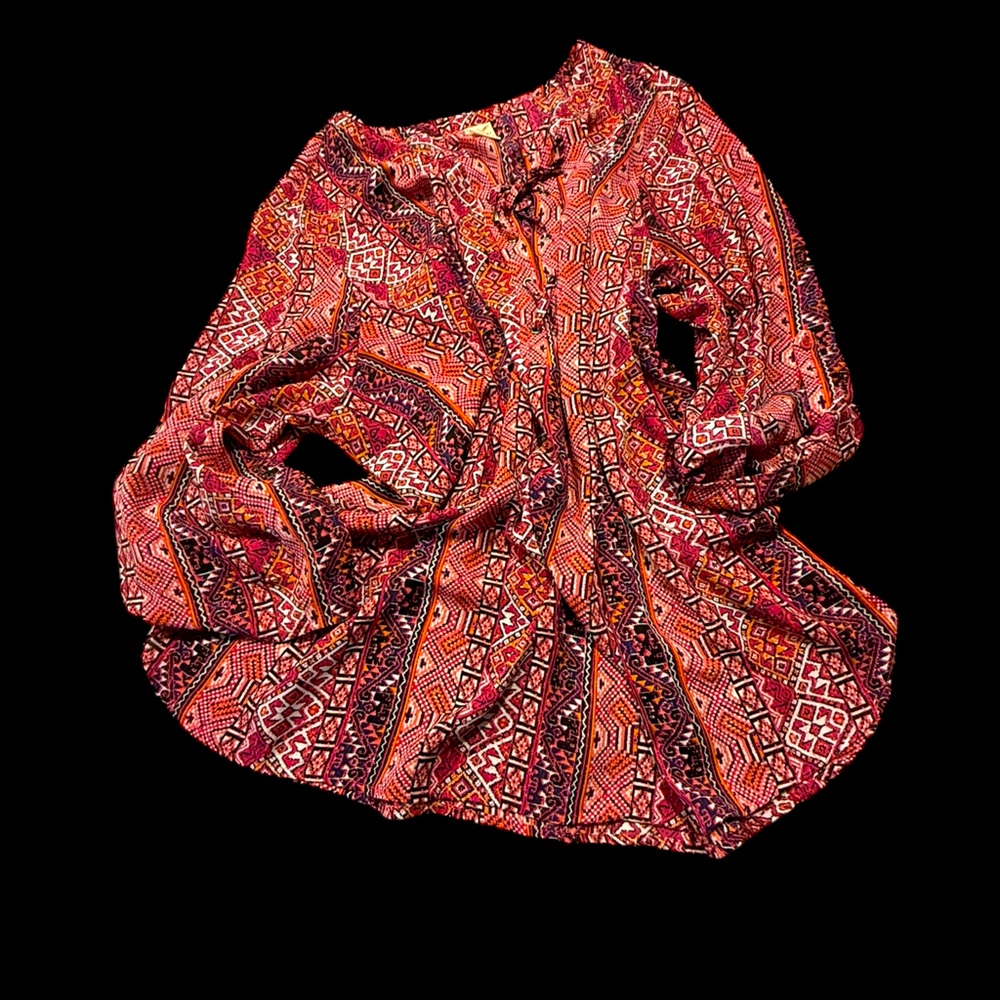 Faded Glory Vibrant Fuchsia Patterned Top Plus Size 3X